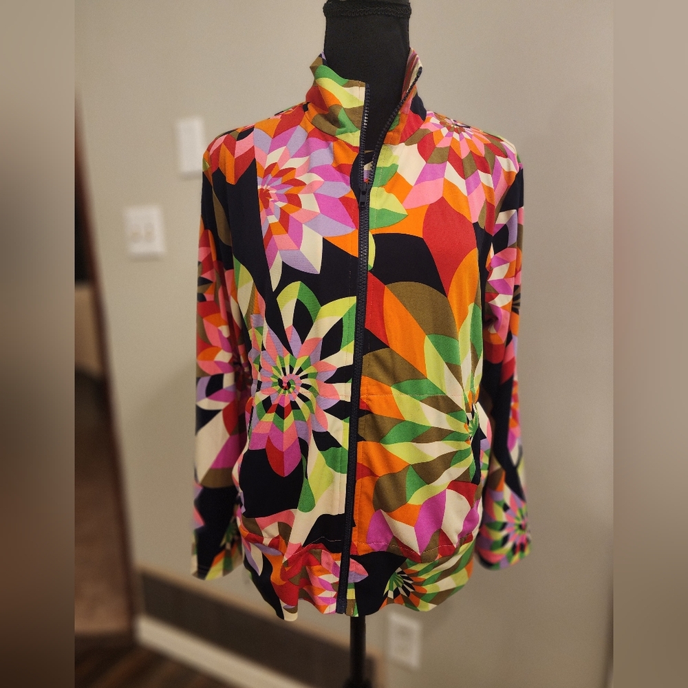 Julie Brown Colorful Geometric Pattern Jacket, size xl